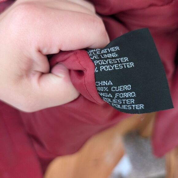 Vintage Fashion Elements 90s 80s Red Leather Jacket Size Large - Picture 9 of 11